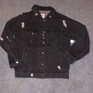 Zumiez Boyfriend fit Distressed Jean Jacket in Black. New with Tags.